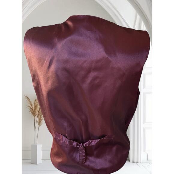 Agapo Womens Grape Purple Suede Leather Medium Chic Minimal 90s Vintage Vest - Picture 7 of 10